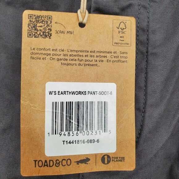 Toad & Co Earthworks Straight Leg Pant Women Size 6 NWT High Waisted Soot - Picture 6 of 16